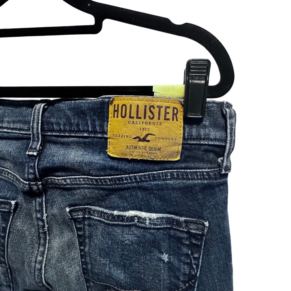 Y2K Hollister Slim Straight Jeans Mens 30x32 Distressed Blue Denim Ripped Skater - Picture 5 of 7